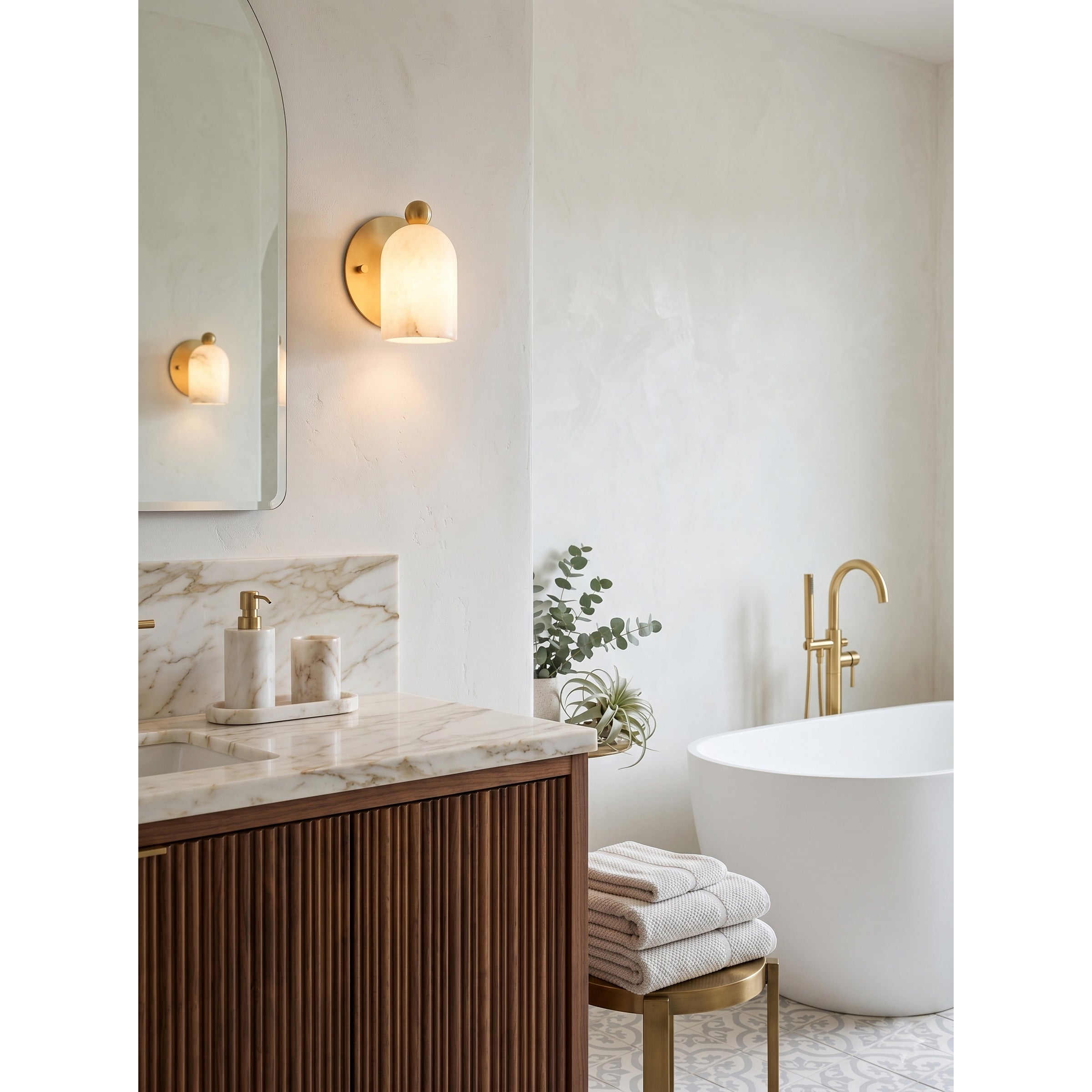 Calla Alabaster Dome Sconce