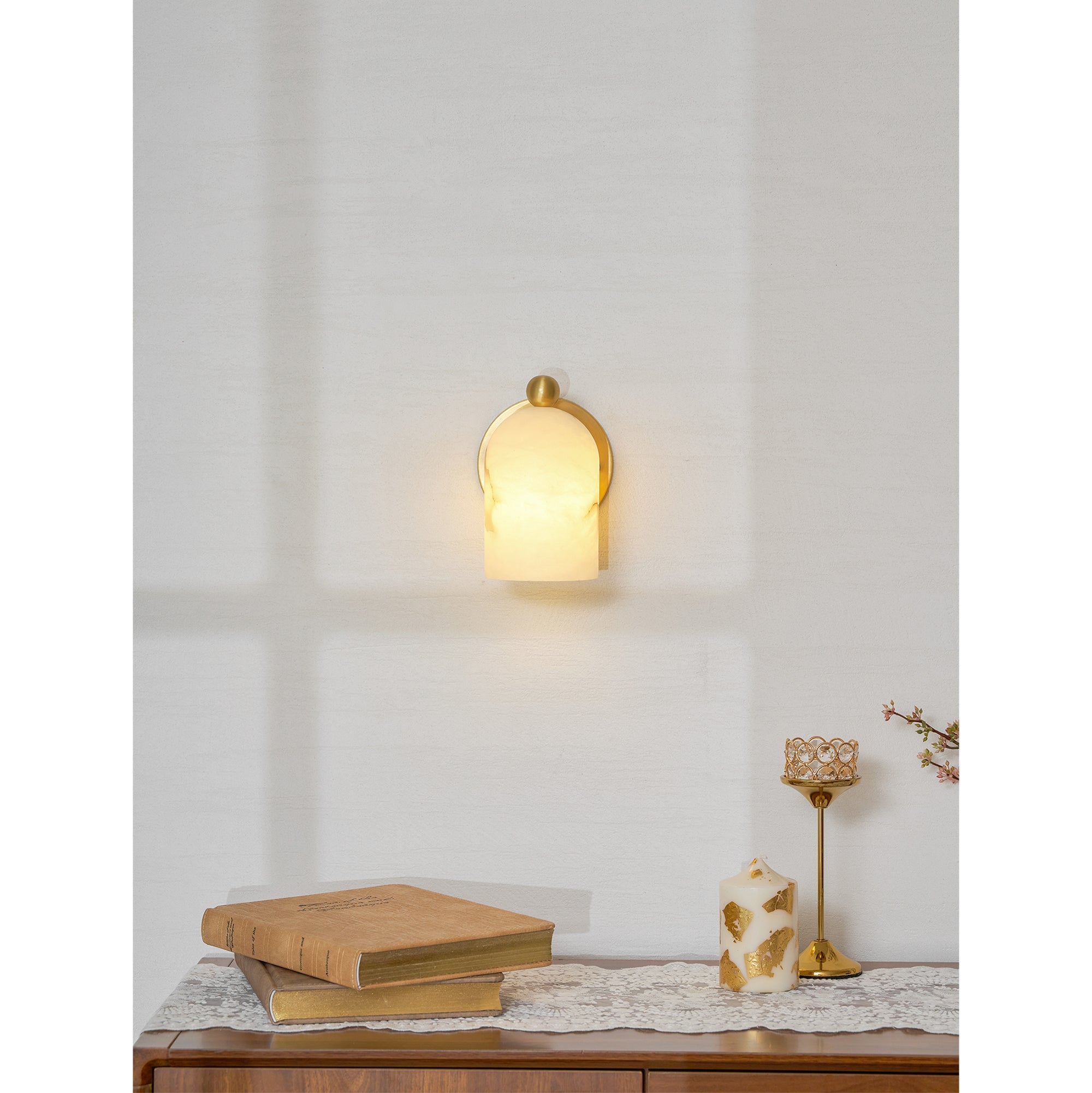 Calla Alabaster Dome Sconce