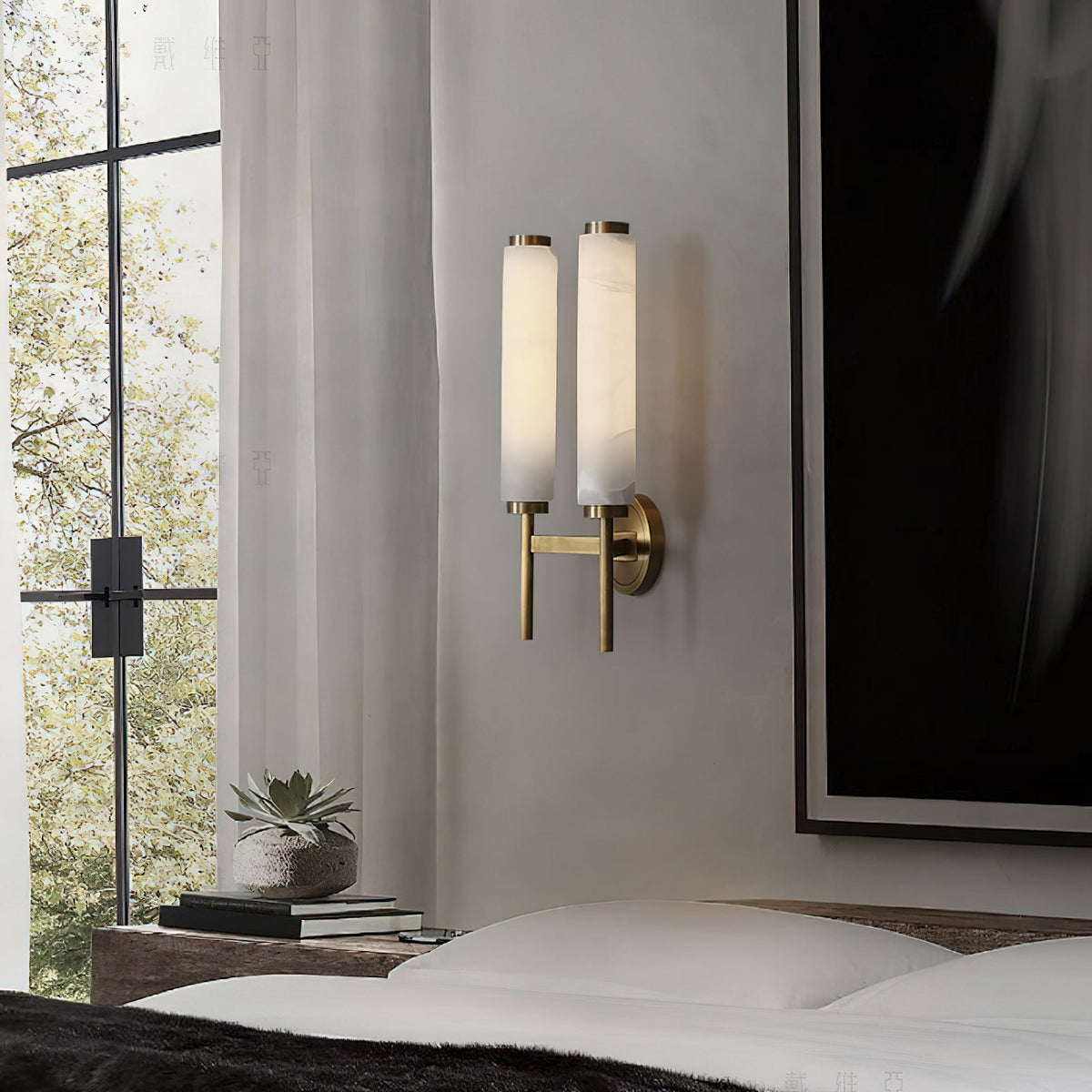 Talia Alabaster Column Sconce
