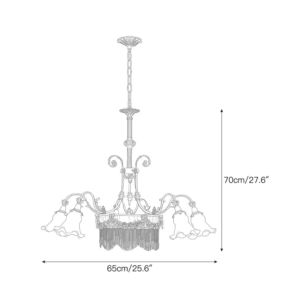 Fringed Drum & Floral Glass Chandelier
