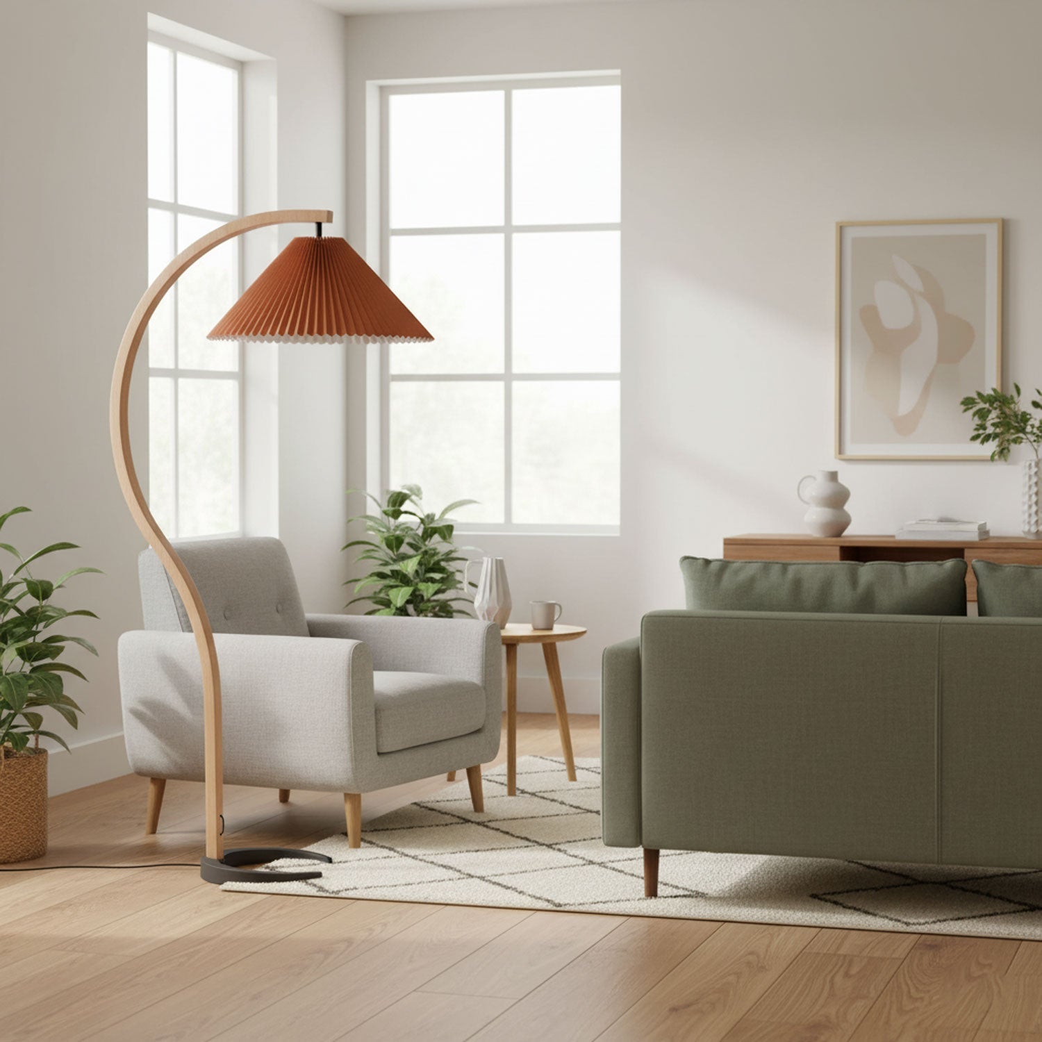Halden Beechwood Dome Floor Lamp