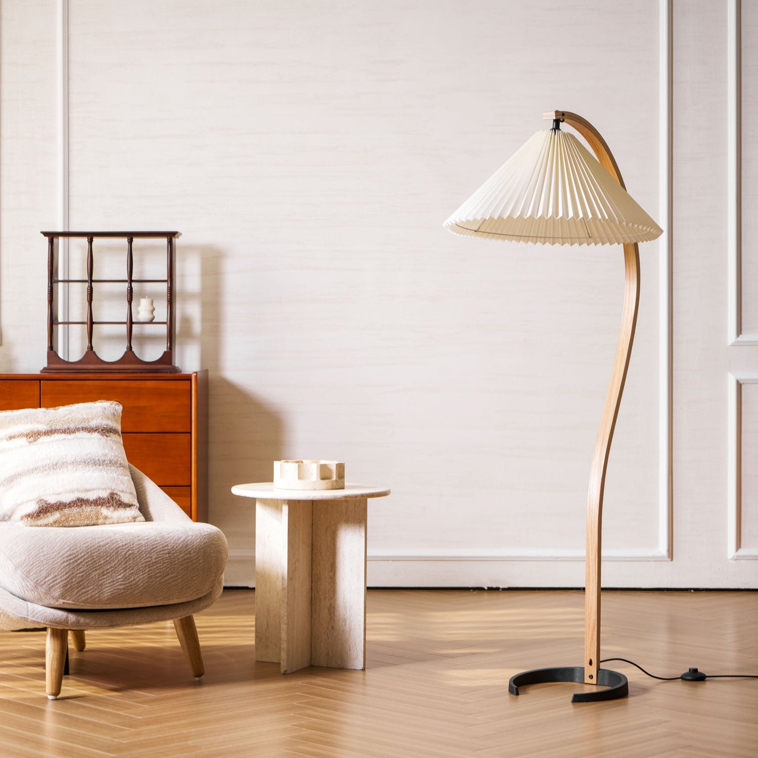 Halden Beechwood Dome Floor Lamp