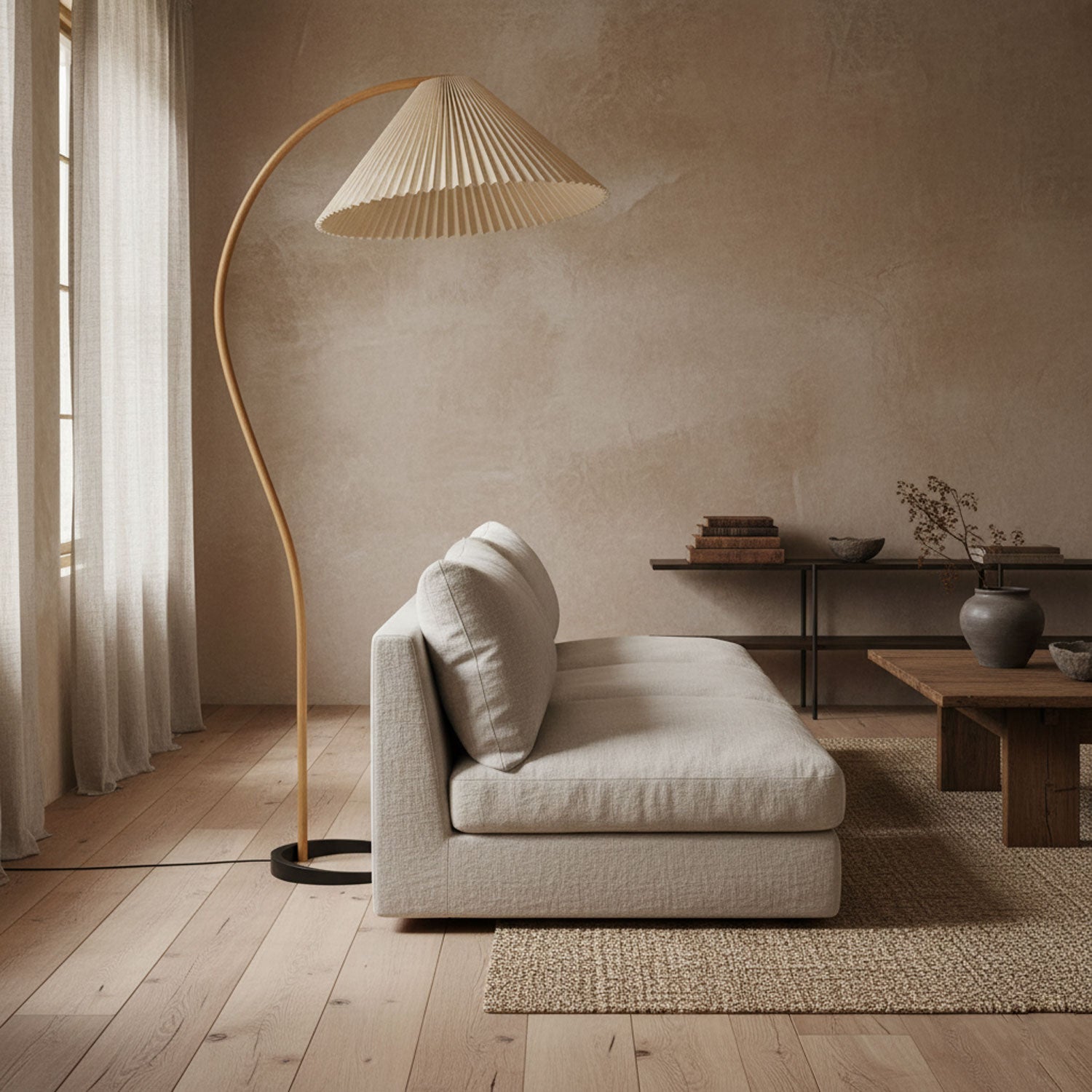Halden Beechwood Dome Floor Lamp