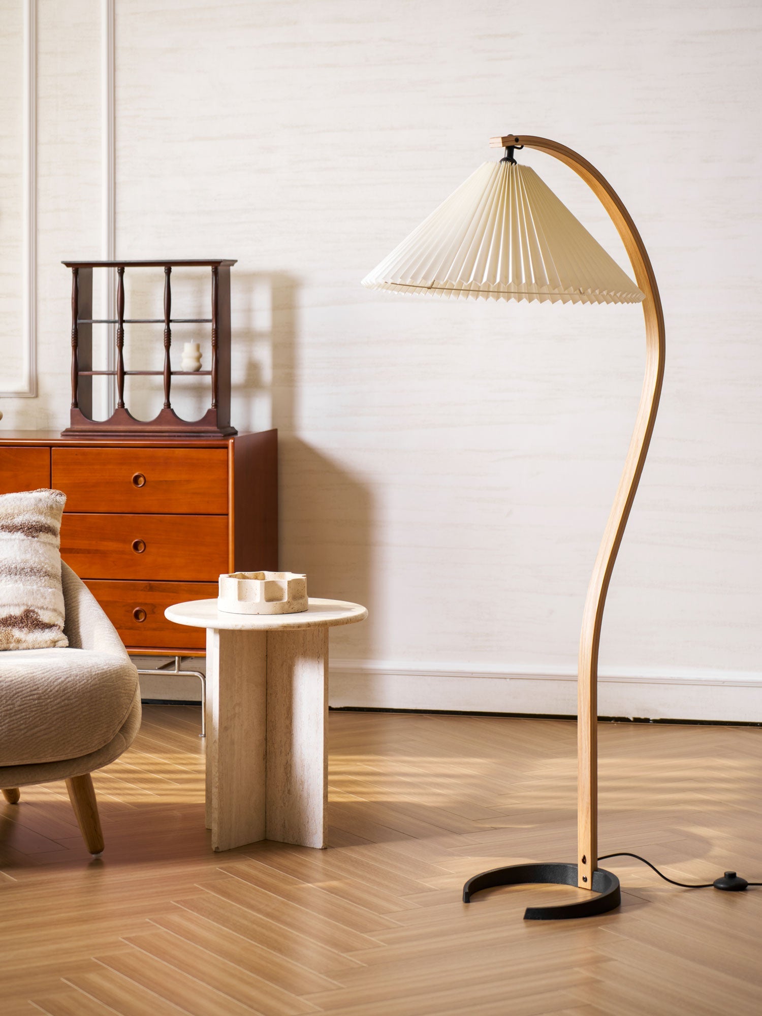 Halden Beechwood Dome Floor Lamp