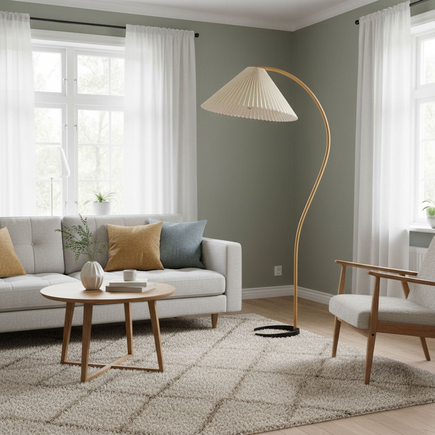 Halden Beechwood Dome Floor Lamp