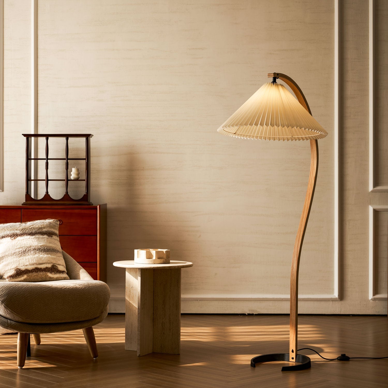 Halden Beechwood Dome Floor Lamp
