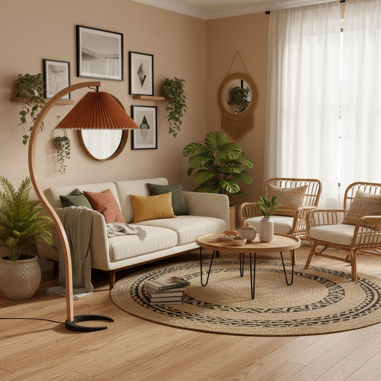Halden Beechwood Dome Floor Lamp