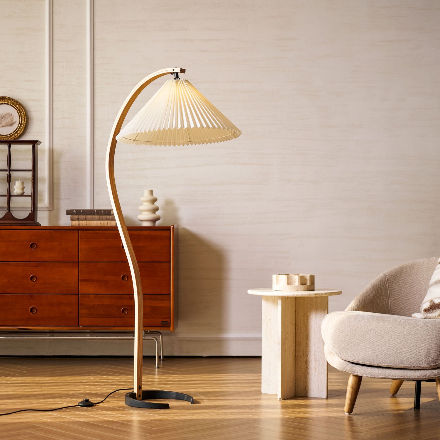 Halden Beechwood Dome Floor Lamp