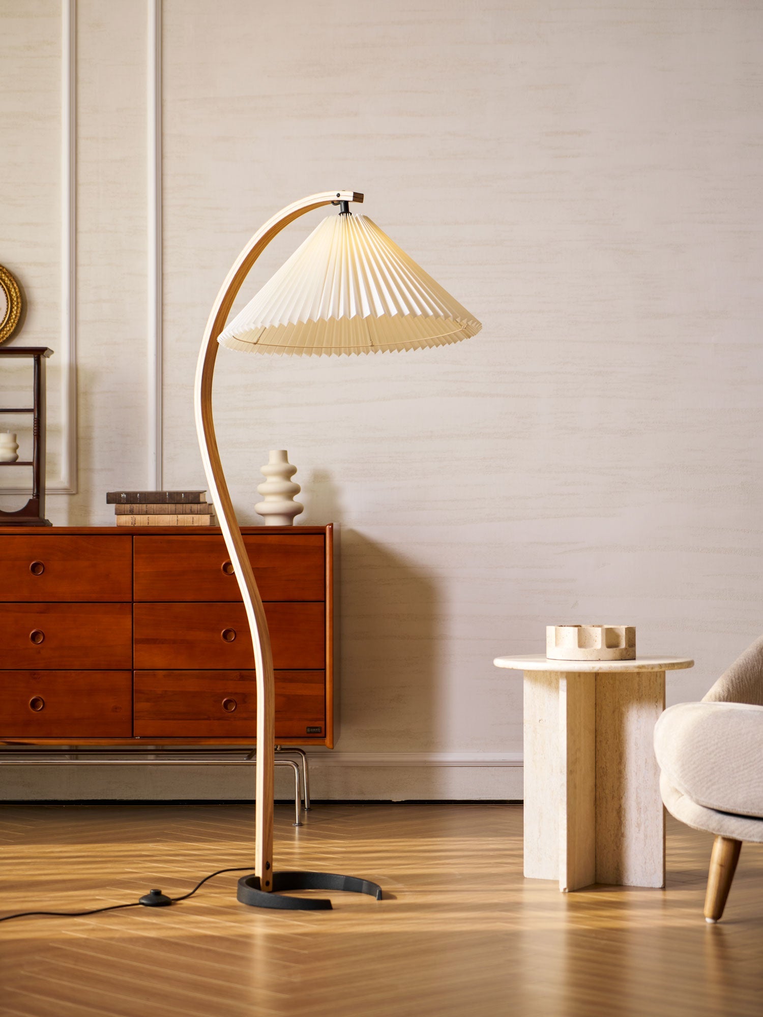 Halden Beechwood Dome Floor Lamp