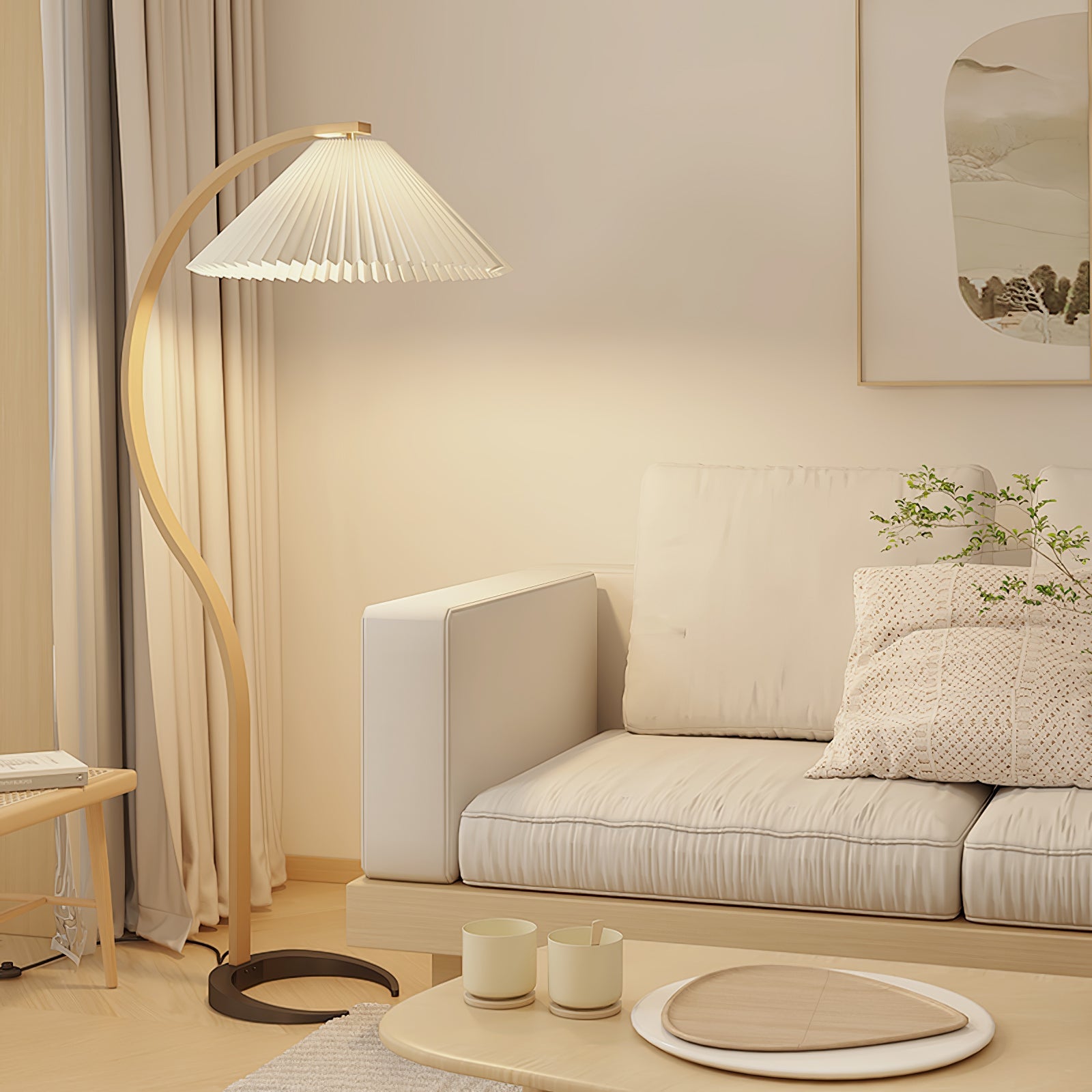 Halden Beechwood Dome Floor Lamp