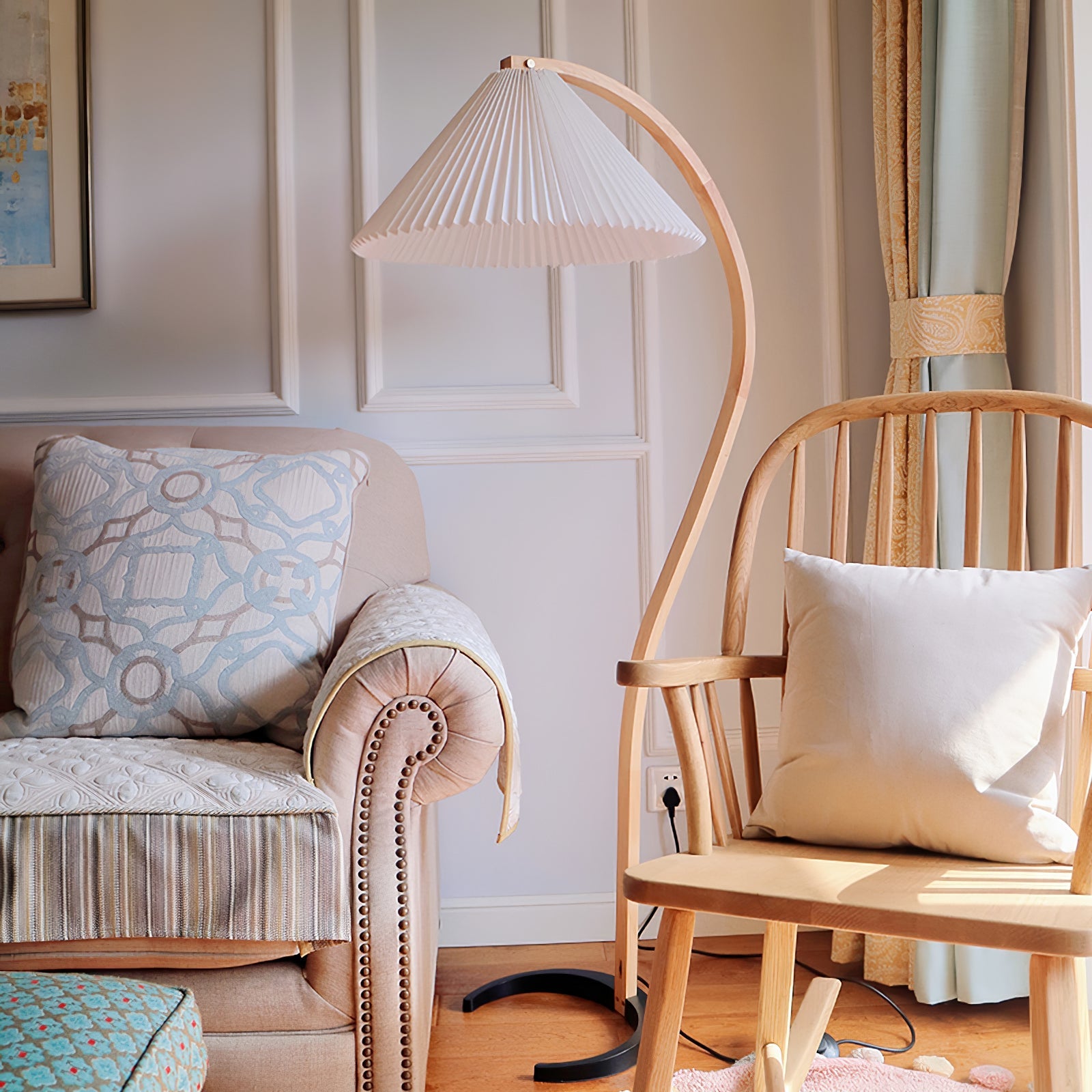 Halden Beechwood Dome Floor Lamp