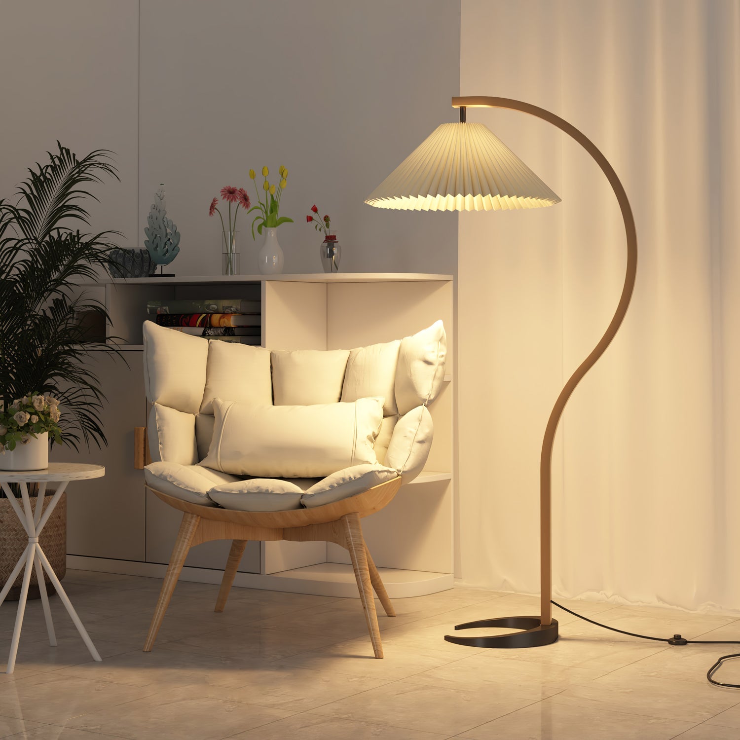 Halden Beechwood Dome Floor Lamp