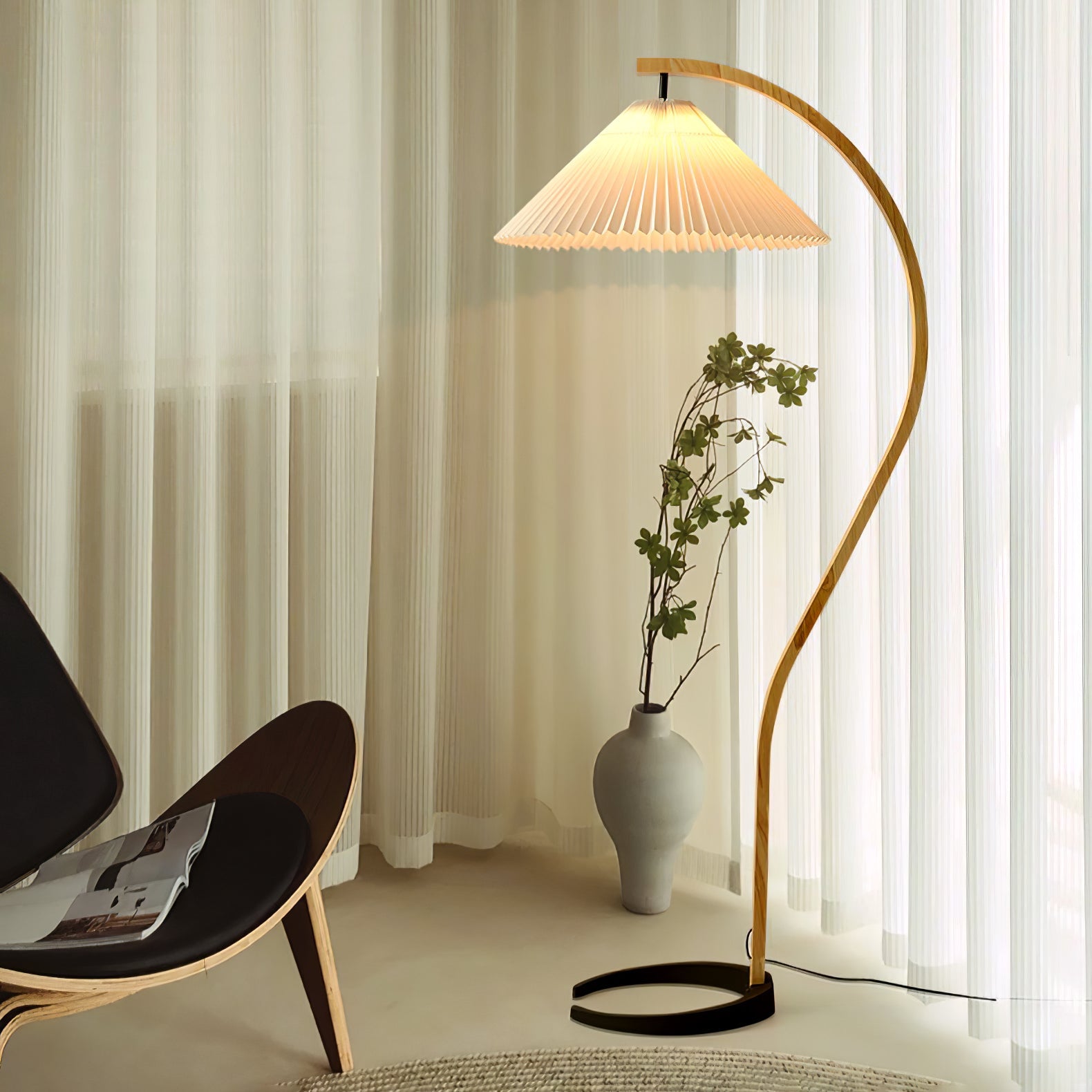Halden Beechwood Dome Floor Lamp