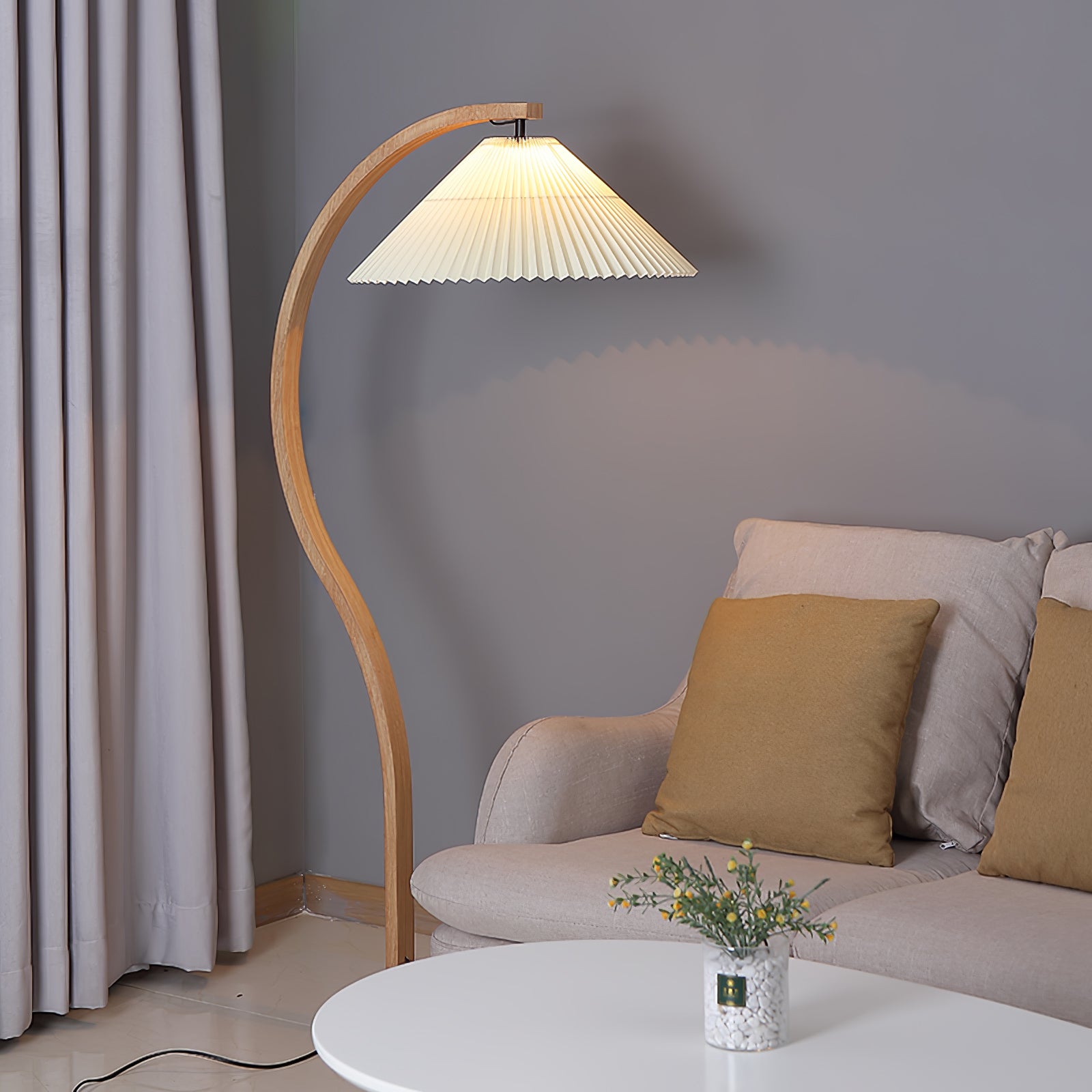 Halden Beechwood Dome Floor Lamp