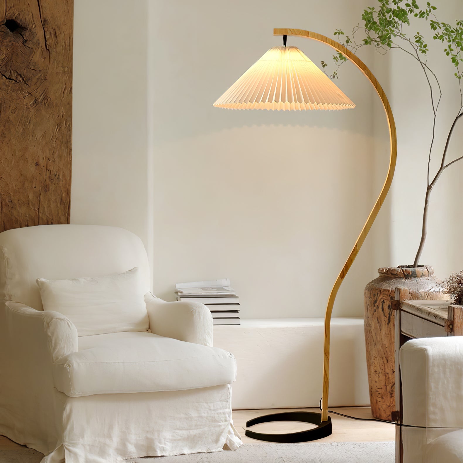 Halden Beechwood Dome Floor Lamp