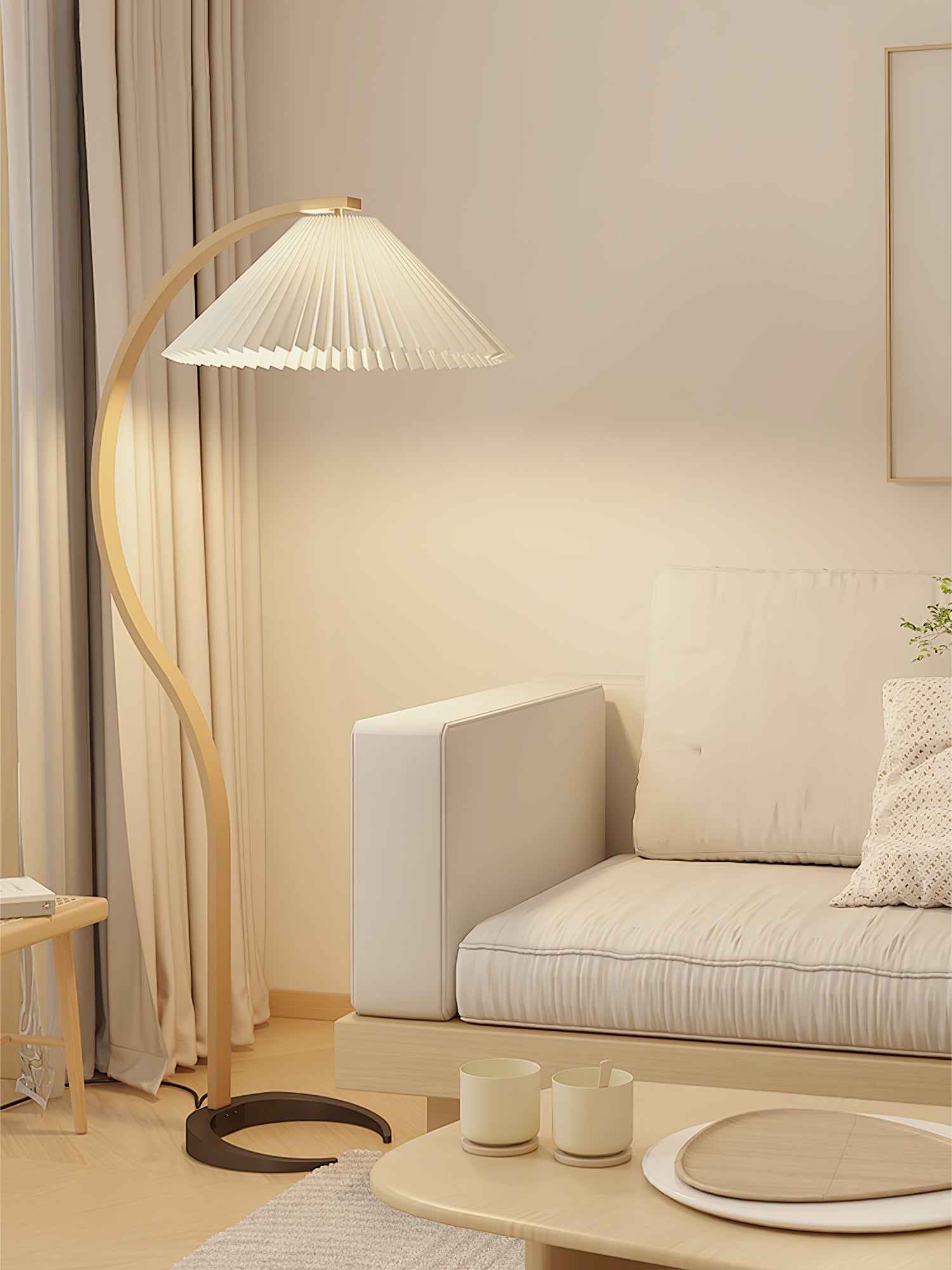 Halden Beechwood Dome Floor Lamp