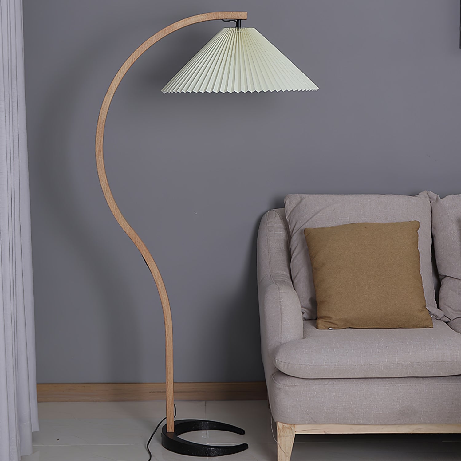 Halden Beechwood Dome Floor Lamp