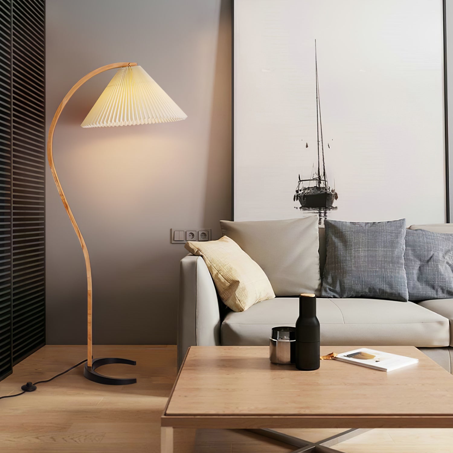 Halden Beechwood Dome Floor Lamp