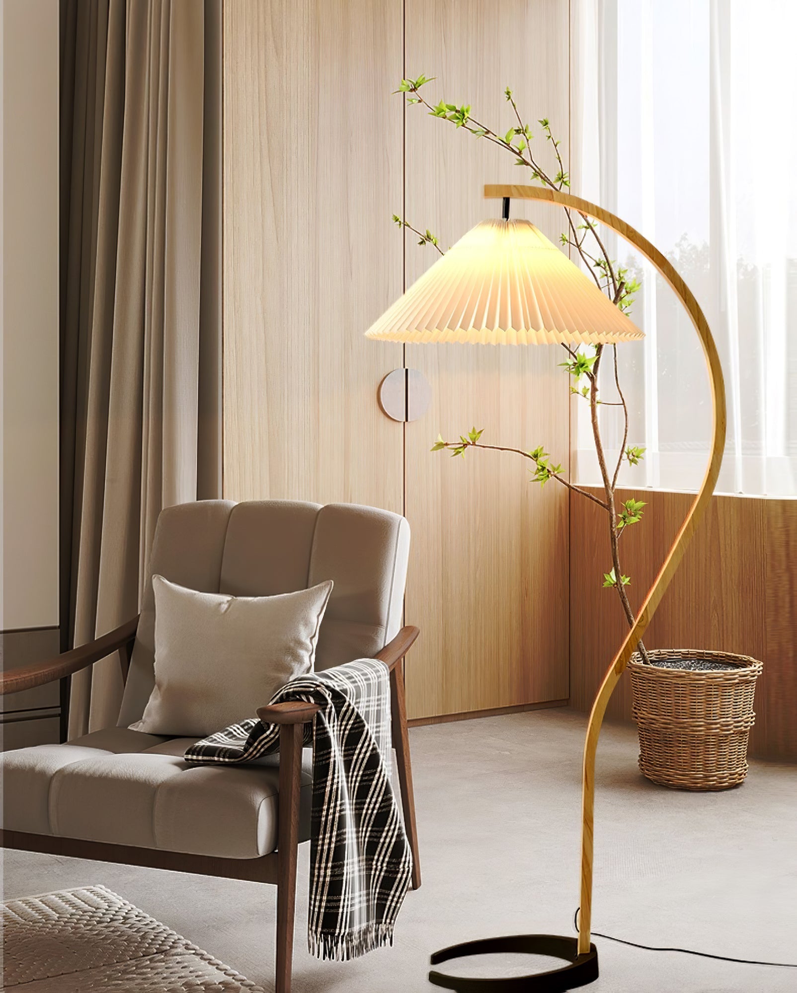 Halden Beechwood Dome Floor Lamp