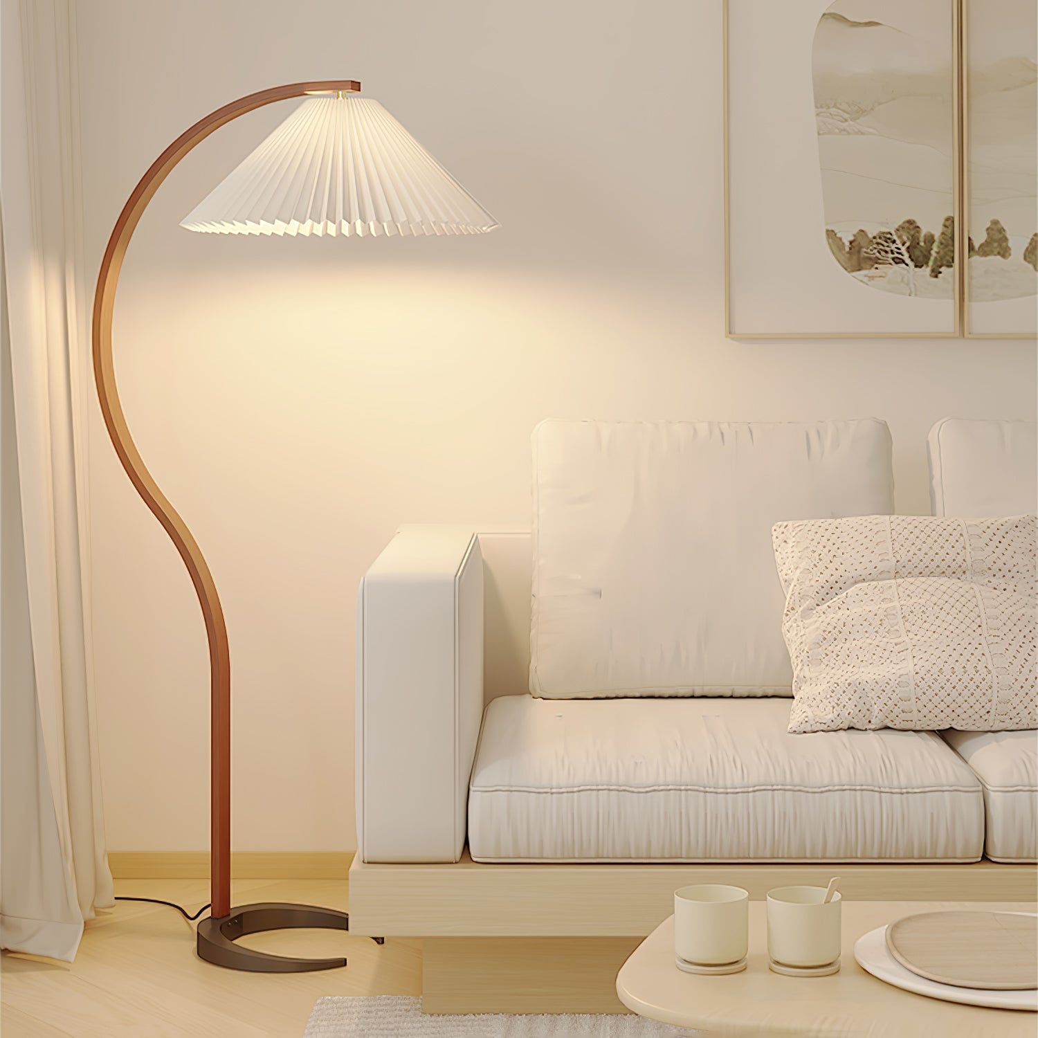 Halden Beechwood Dome Floor Lamp