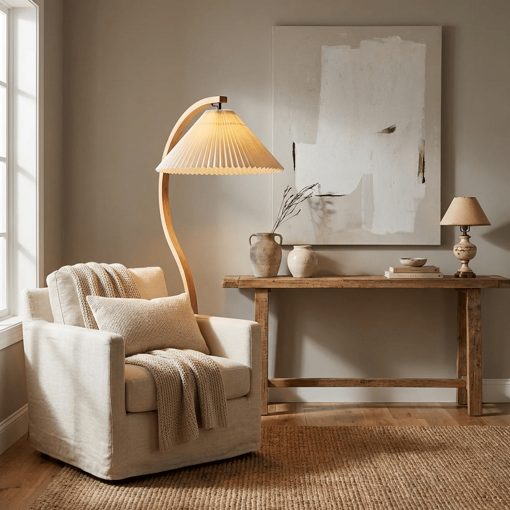 Halden Beechwood Dome Floor Lamp