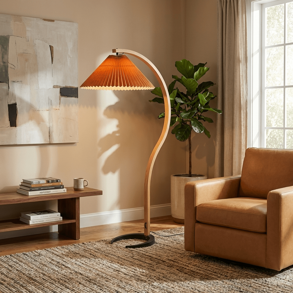 Halden Beechwood Dome Floor Lamp