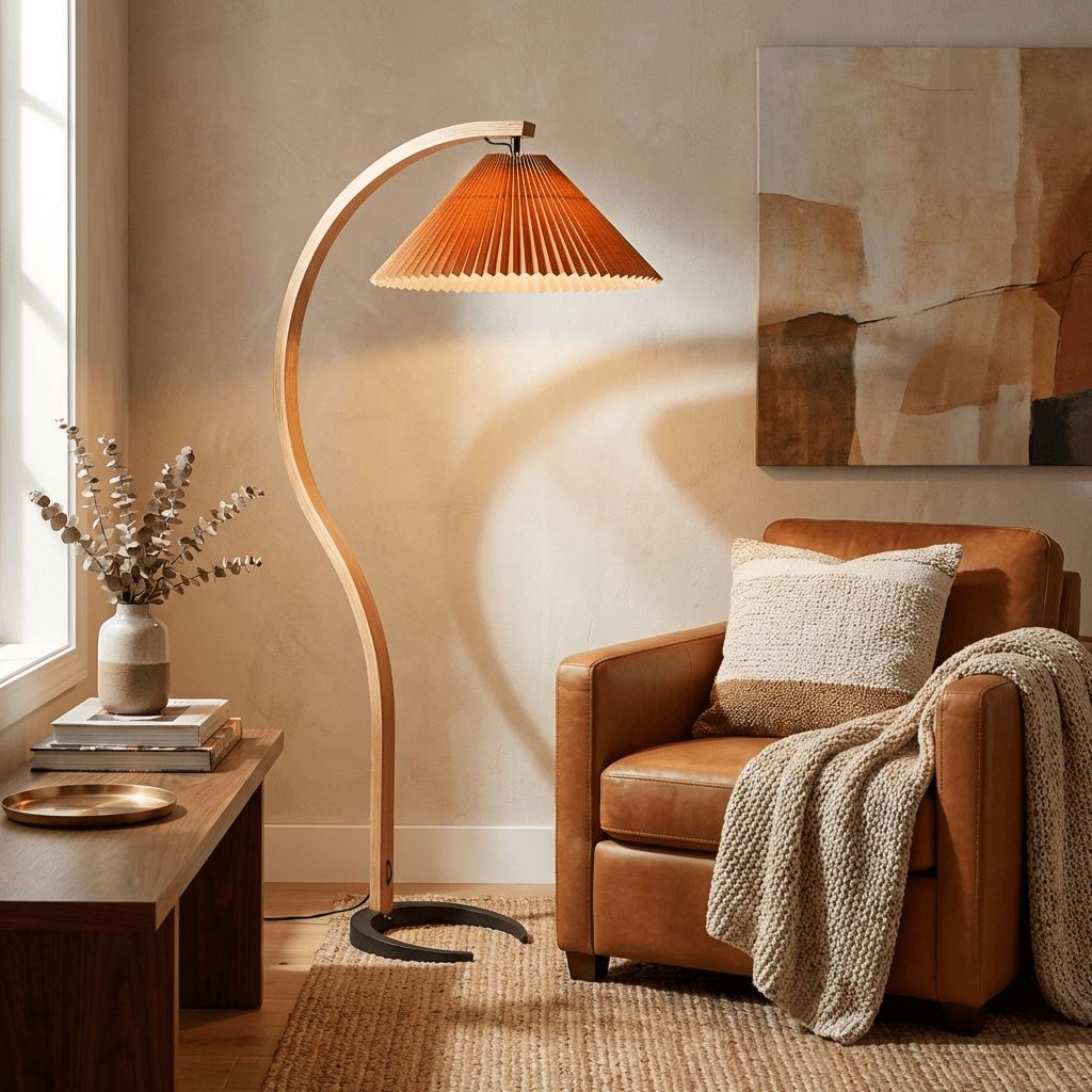 Halden Beechwood Dome Floor Lamp