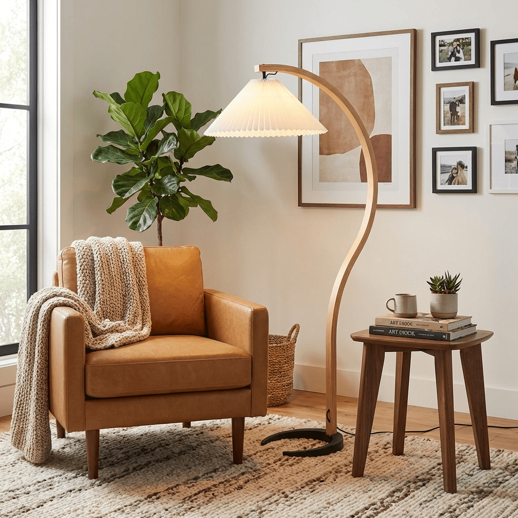 Halden Beechwood Dome Floor Lamp