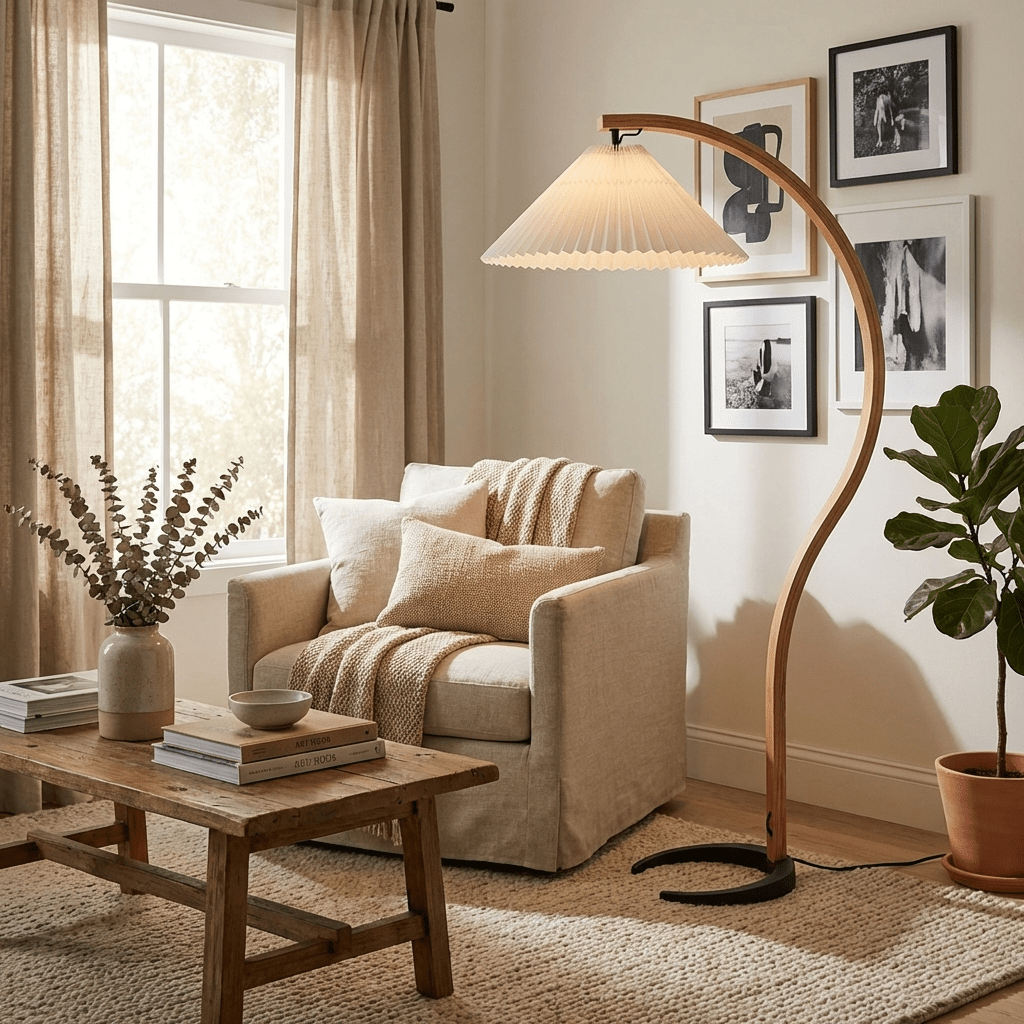 Halden Beechwood Dome Floor Lamp