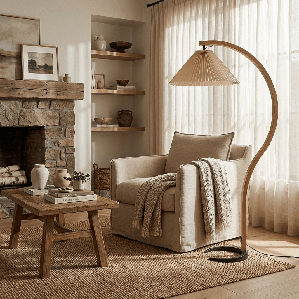 Halden Beechwood Dome Floor Lamp