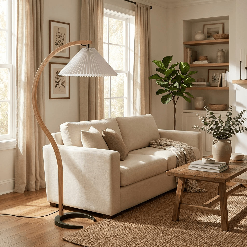 Halden Beechwood Dome Floor Lamp