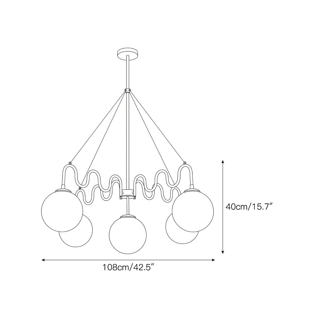 5-Light Undulating Glass Chandelier