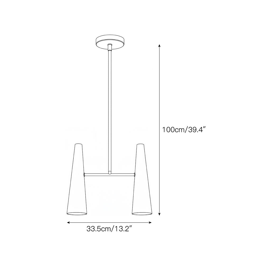 Conical Brass 2-Light Linear Pendant Light