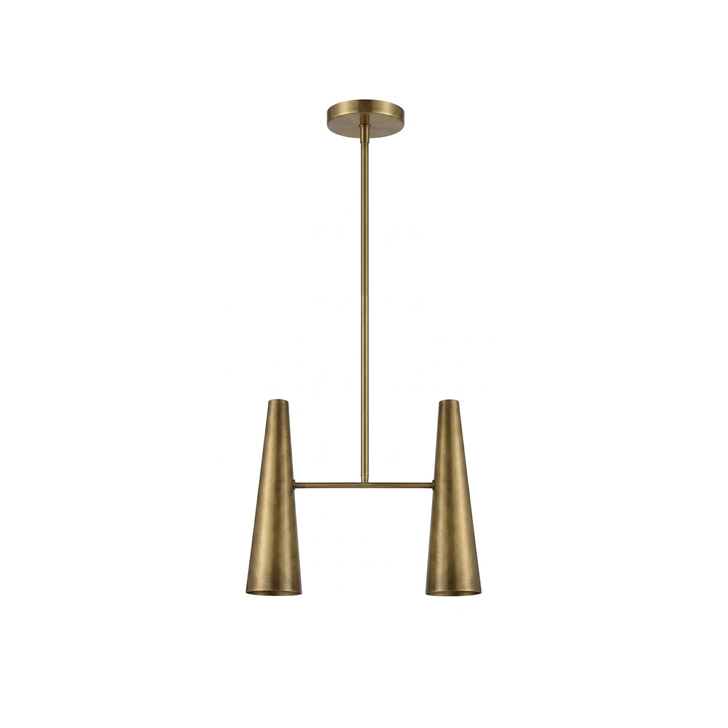 Conical Brass 2-Light Linear Pendant Light