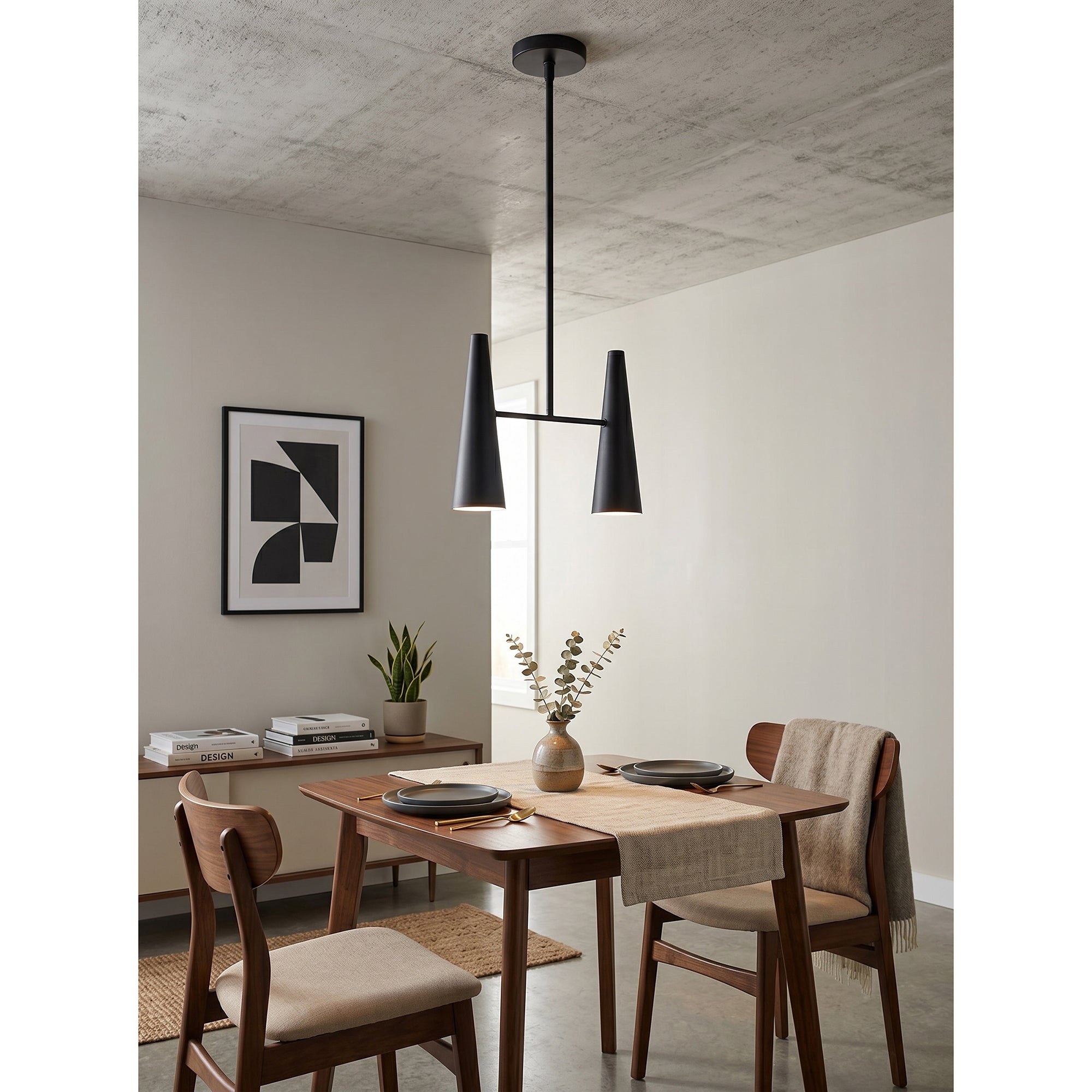 Conical Brass 2-Light Linear Pendant Light