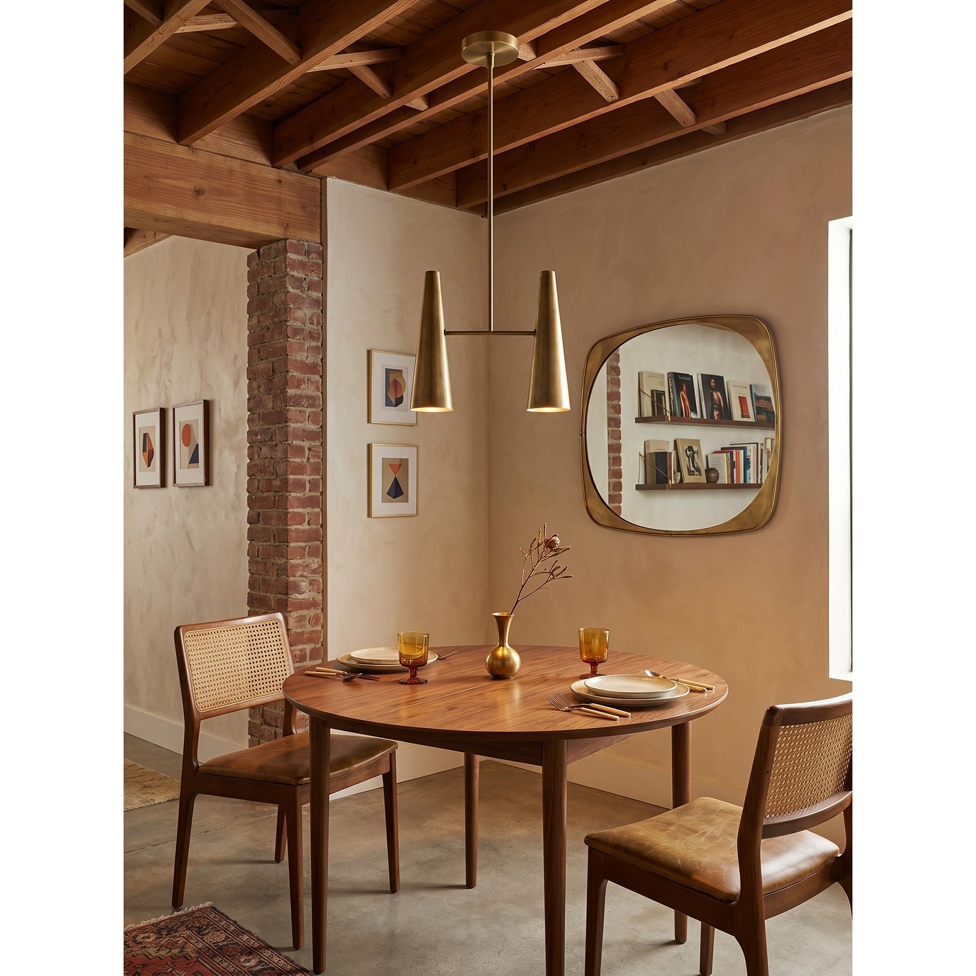 Conical Brass 2-Light Linear Pendant Light