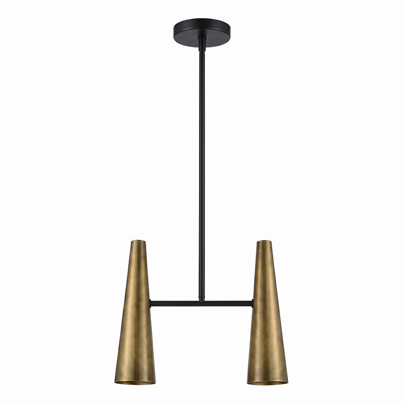 Conical Brass 2-Light Linear Pendant Light