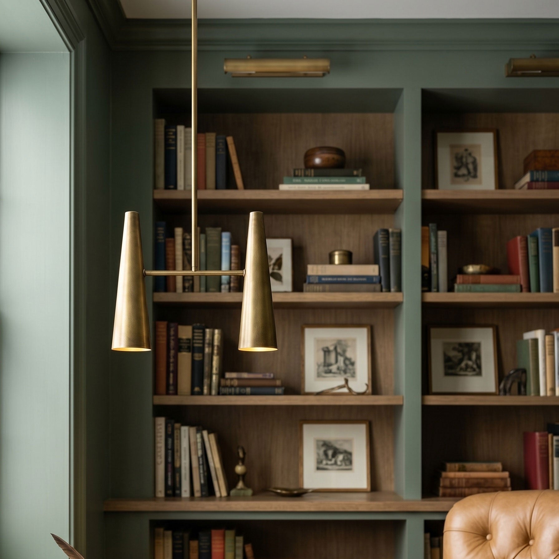 Conical Brass 2-Light Linear Pendant Light