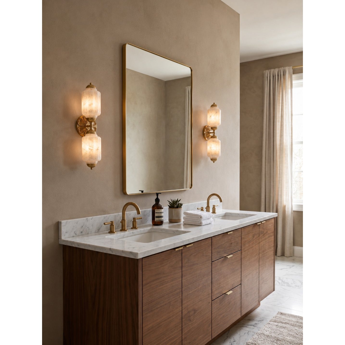 Scalloped Alabaster Twin Wall Sconce