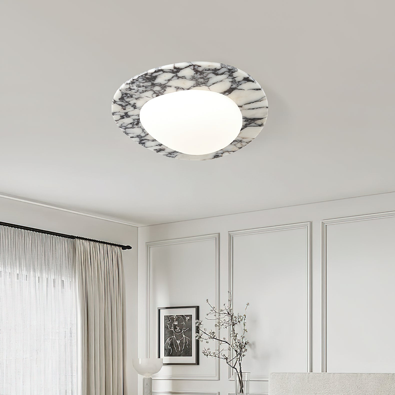 Selene Marble Oval Flush Mount