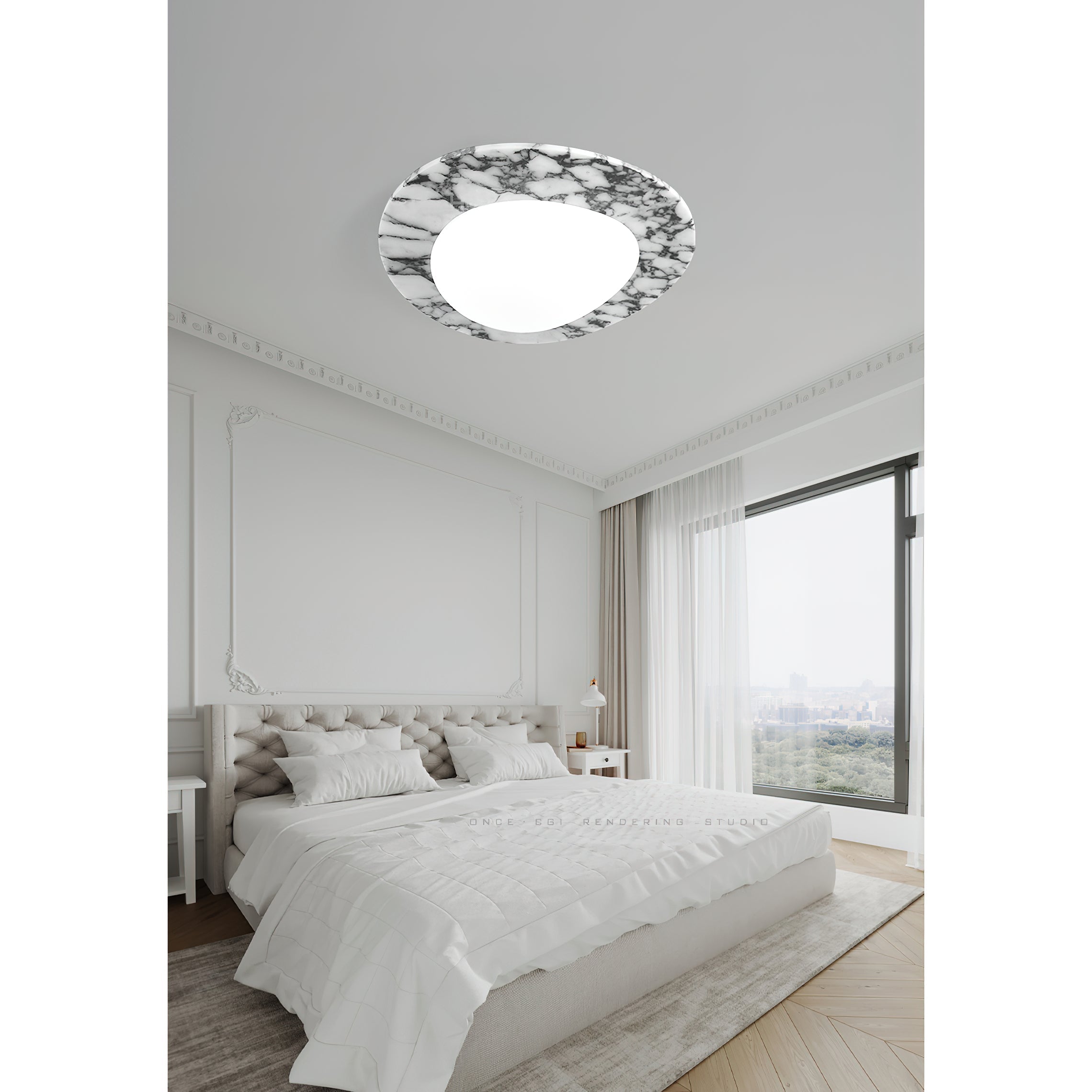 Selene Marble Oval Flush Mount