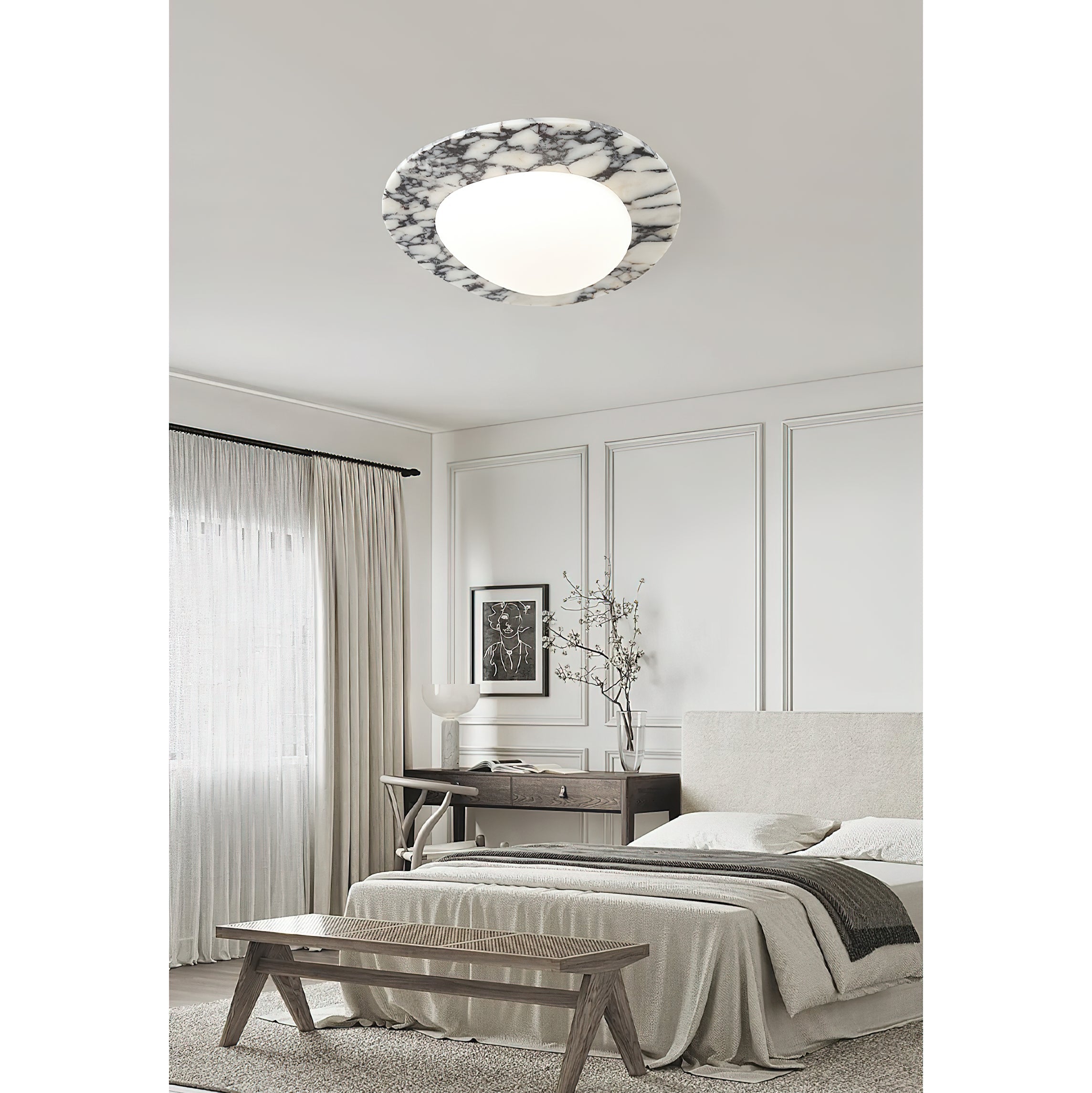 Selene Marble Oval Flush Mount