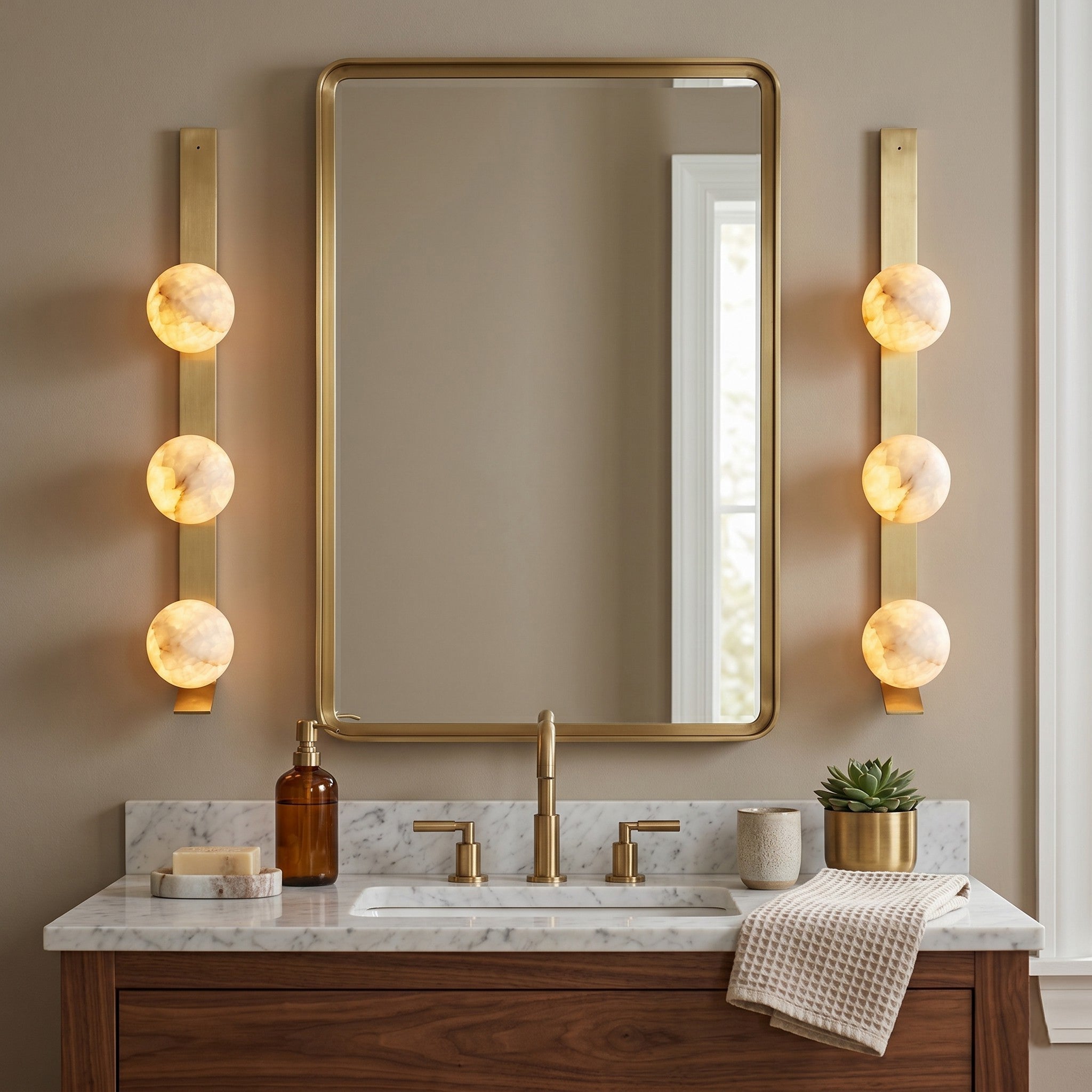 Stacked Alabaster Globe Wall Sconce