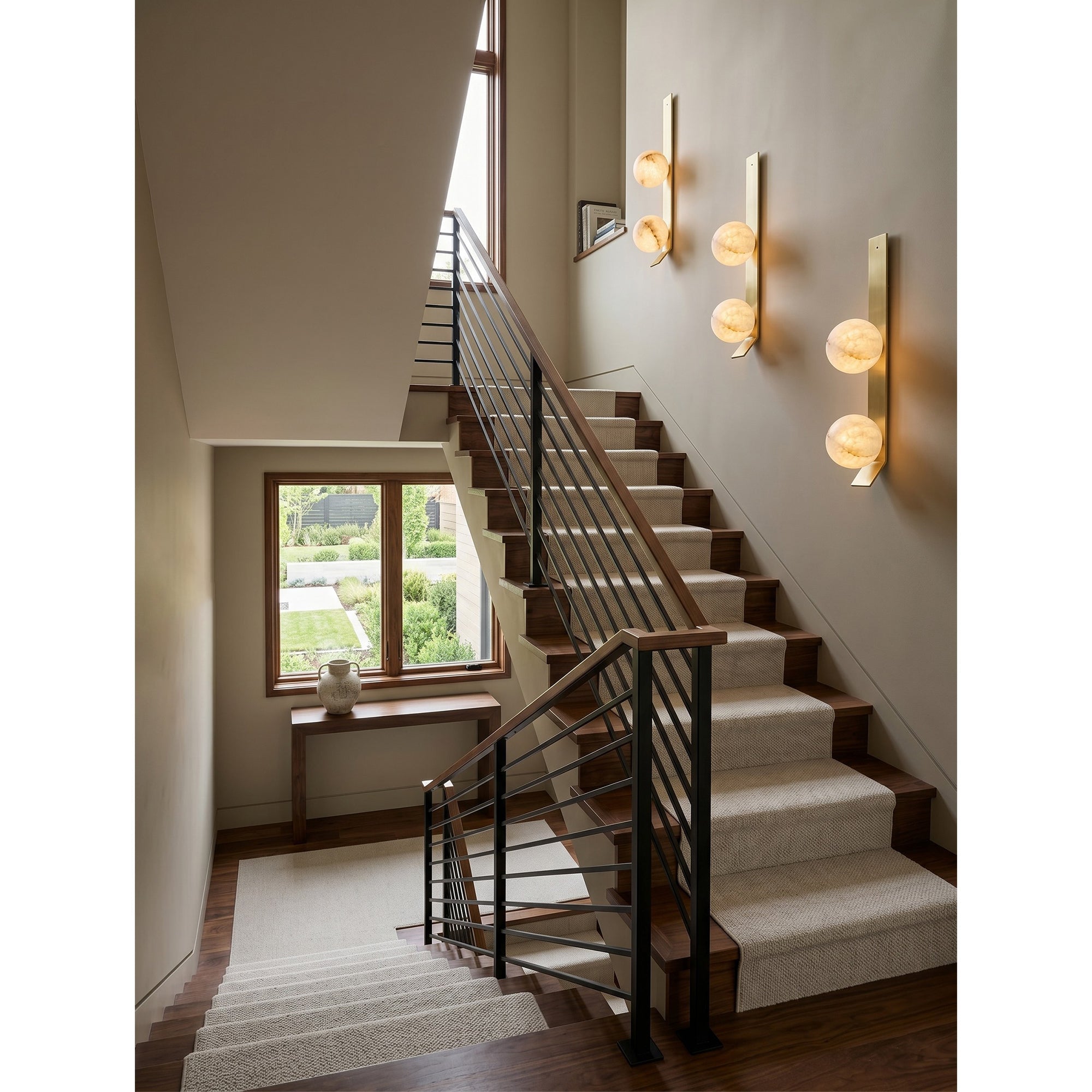 Stacked Alabaster Globe Wall Sconce