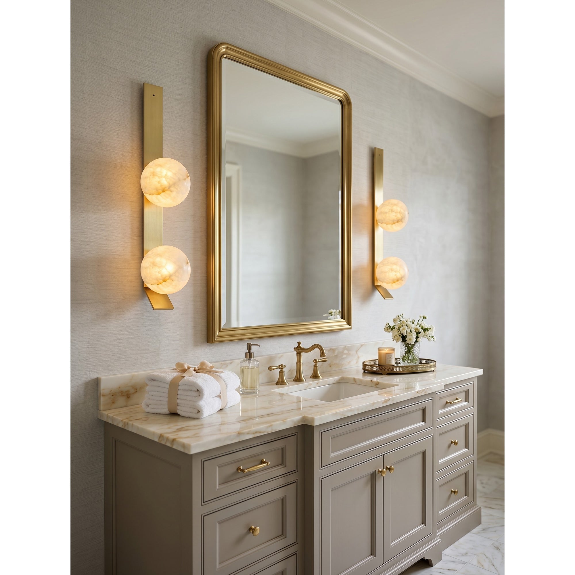 Stacked Alabaster Globe Wall Sconce