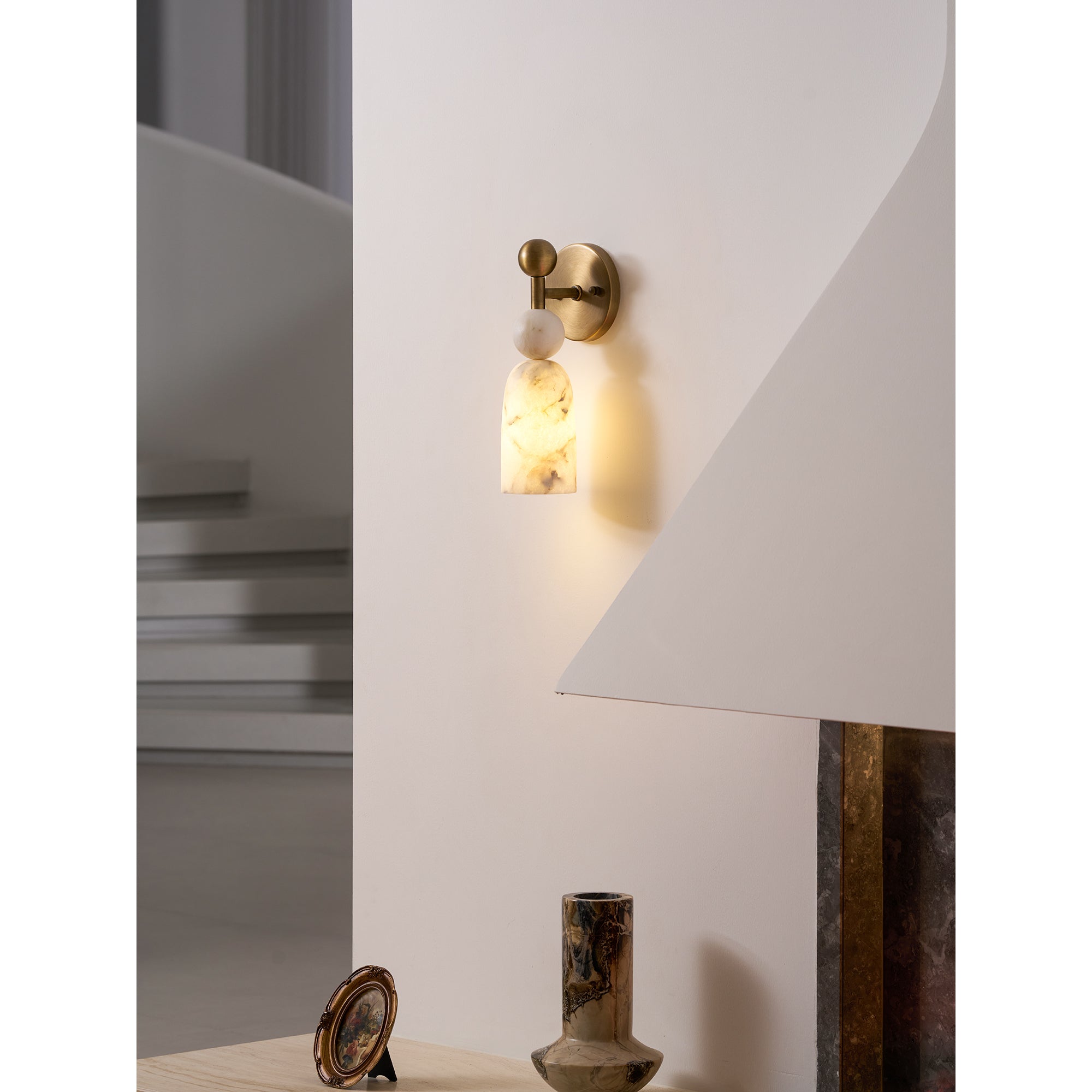 Cairn Alabaster & Brass Sconce