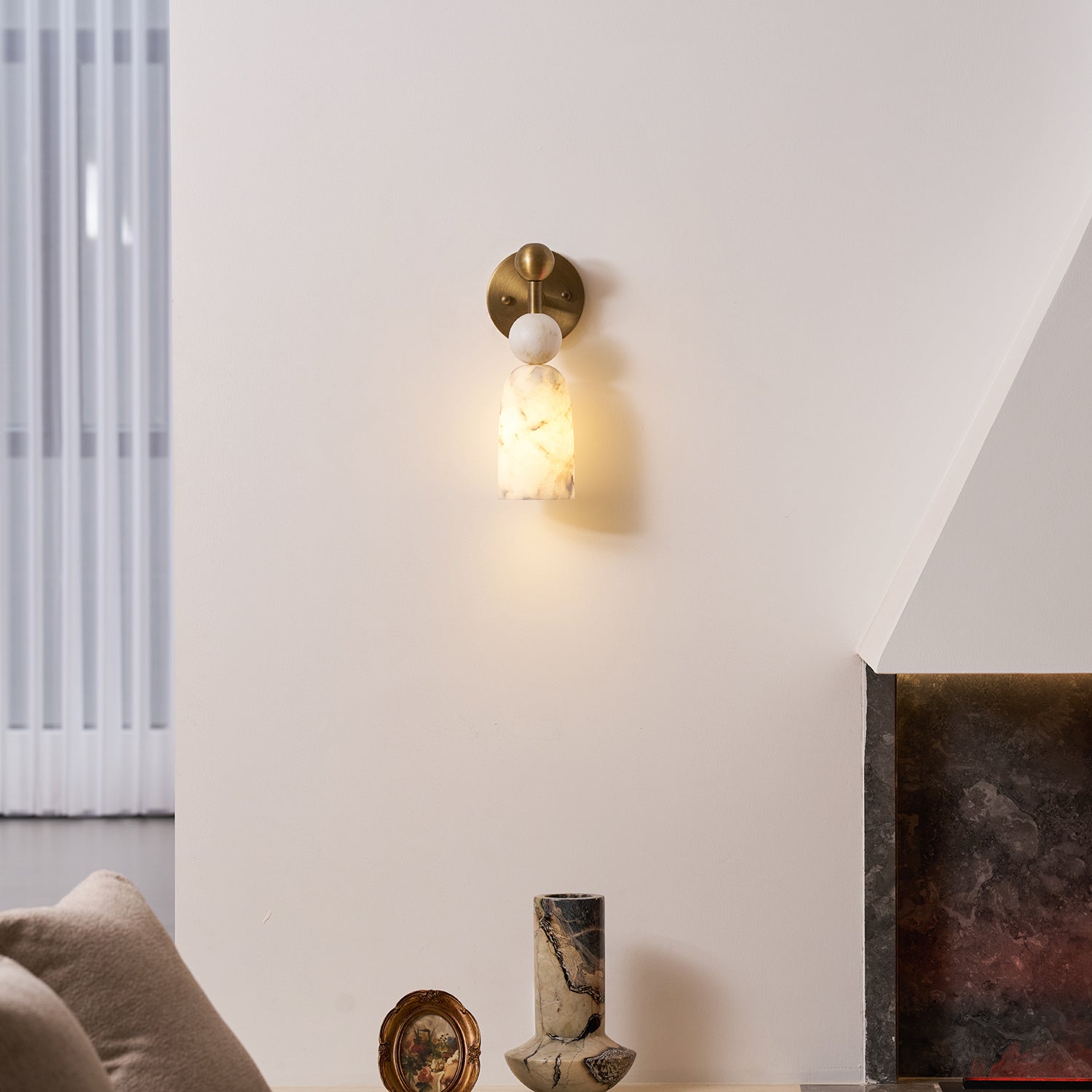 Cairn Alabaster & Brass Sconce