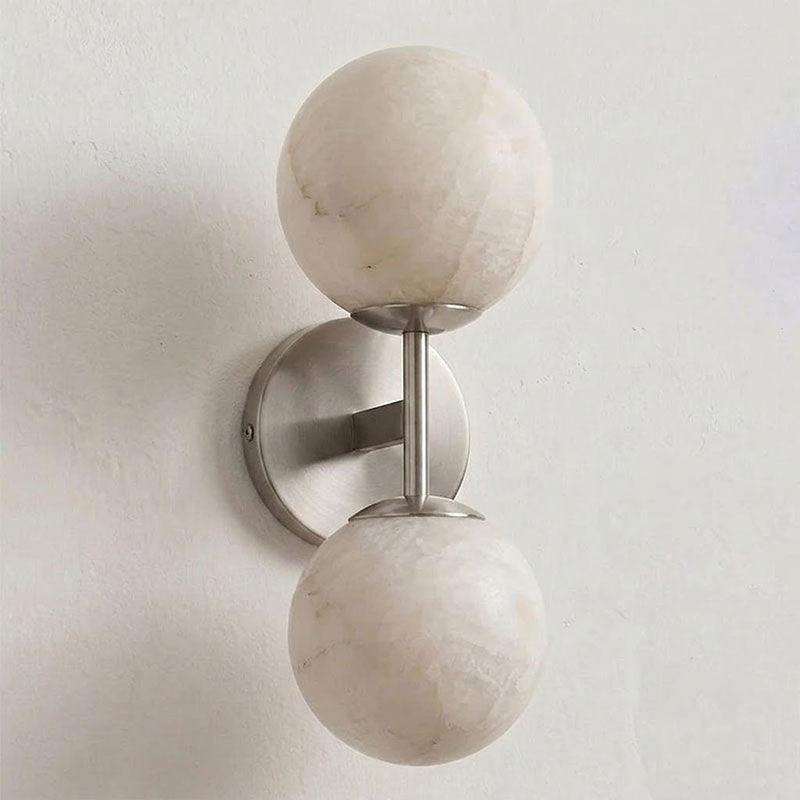 Alabaster & Antique Brass Vanity Wall Sconce