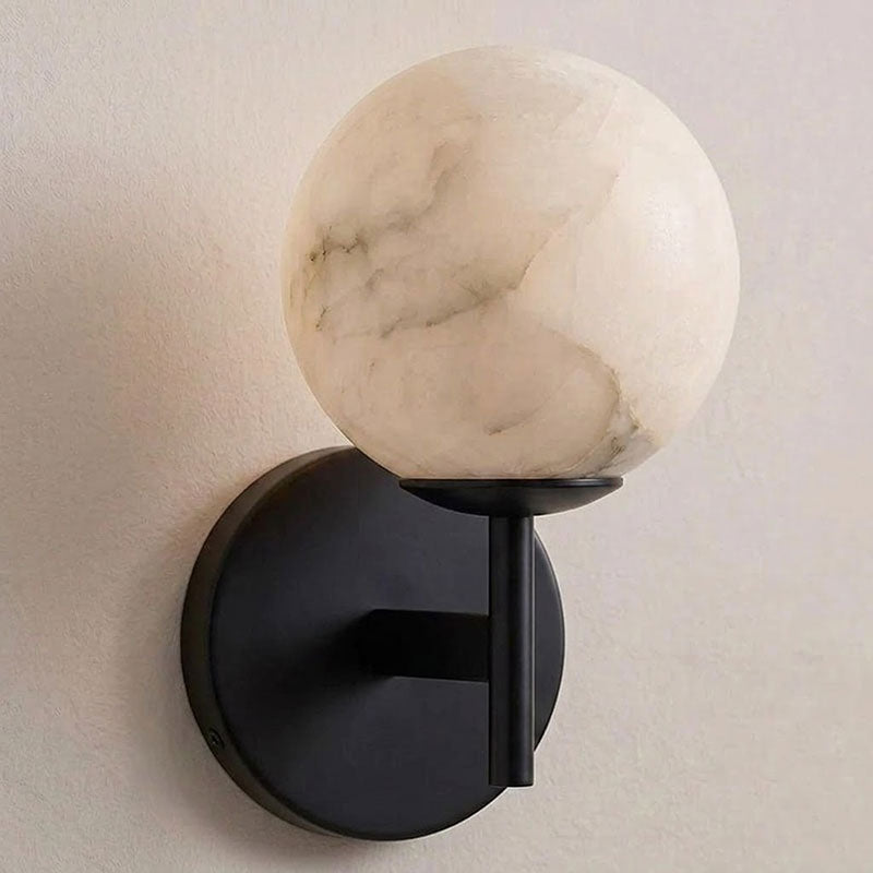 Alabaster & Antique Brass Vanity Wall Sconce