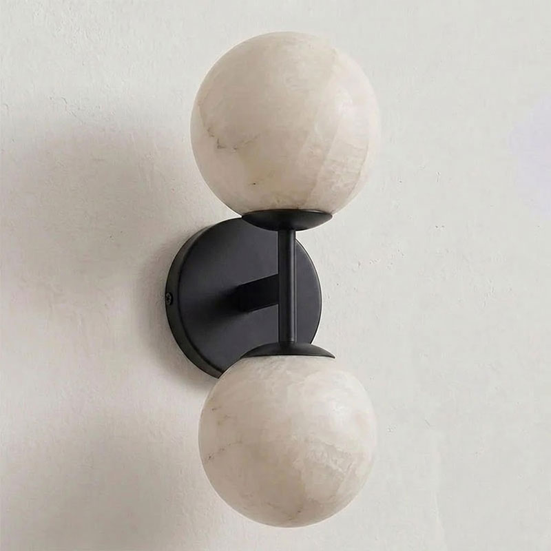 Alabaster & Antique Brass Vanity Wall Sconce
